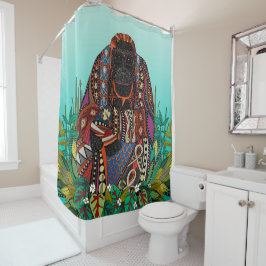orangutaanse koning turquoise douchegordijn