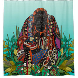 orangutaanse koning turquoise douchegordijn