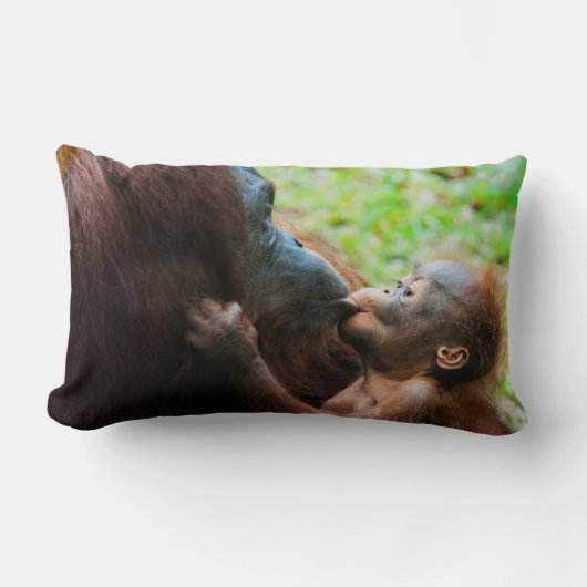 Orangutaanse moeder en baby kussen (Voorkant)