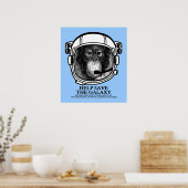Orangutan Astronaut - Help het Poster van de Melkw (Keuken)