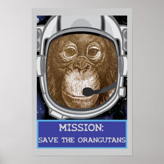 Orangutan Astronaut Mission Poster (Voorkant)