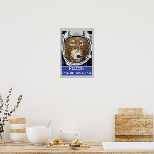 Orangutan Astronaut Mission Poster (Keuken)
