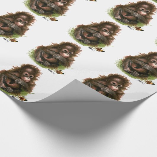 Orangutan Baby en Butterfly Cadeaupapier (Hoek)