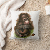 Orangutan Baby en Butterfly Kussen (Deken)