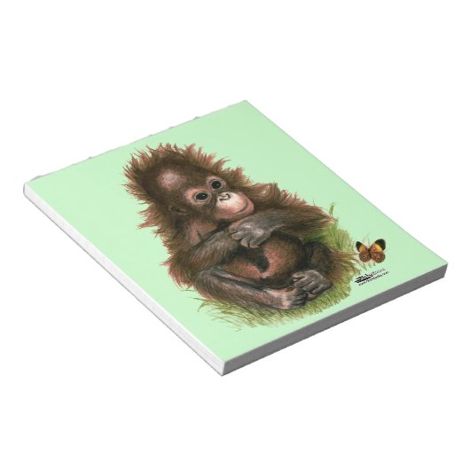 Orangutan Baby en Butterfly Notitieblok (Schuin)
