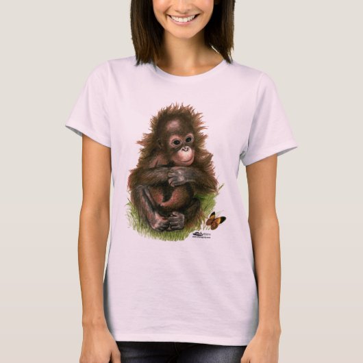 Orangutan Baby en Butterfly T-shirt (Voorkant)