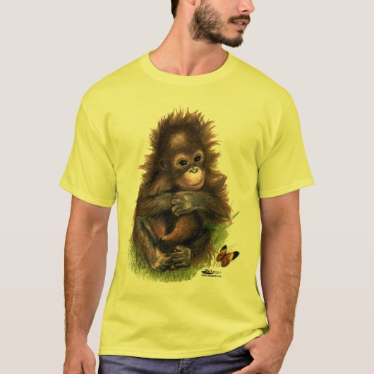 Orangutan Baby en Butterfly T-shirt (Voorkant)