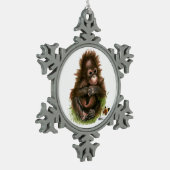 Orangutan Baby en Butterfly Tin Sneeuwvlok Ornament (Links)