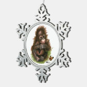 Orangutan Baby en Butterfly Tin Sneeuwvlok Ornament (Rechts)