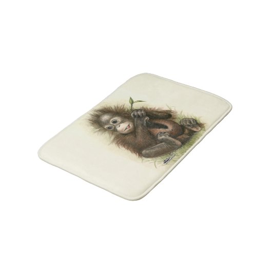 Orangutan Baby met bladeren Badmat (Gekanteld)