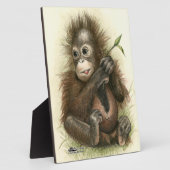 Orangutan Baby met bladeren Fotoplaat (Zijkant)