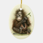 Orangutan Baby met bladeren Keramisch Ornament (Voorkant)