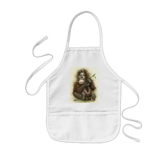 Orangutan Baby met bladeren Kinder Schort (Voorkant)