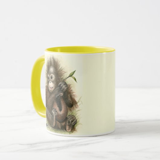 Orangutan Baby met bladeren Mok (Voorkant links)