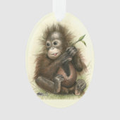 Orangutan Baby met bladeren Ornament (voorkant)