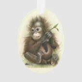 Orangutan Baby met bladeren Ornament (achterkant)