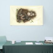Orangutan Baby met bladeren Spandoek (Beurs)