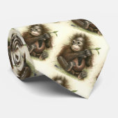 Orangutan Baby met bladeren Stropdas (Opgerold)