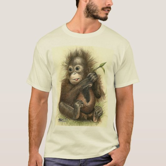 Orangutan Baby met bladeren T-shirt (Voorkant)