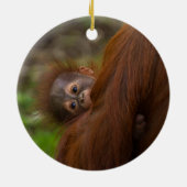 Orangutan Baby met een peek Keramisch Ornament (Achterkant)