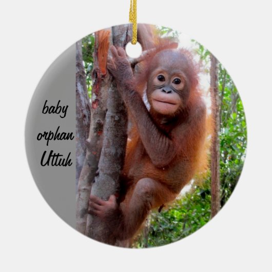 Orangutan Baby Uttuh Keramisch Ornament (Achterkant)