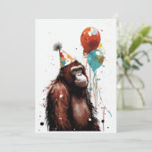 Orangutan Birthday Party Flat Wenskaart Bedankkaart (Staand voorkant)