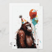Orangutan Birthday Party Flat Wenskaart Bedankkaart (Voorkant / Achterkant)