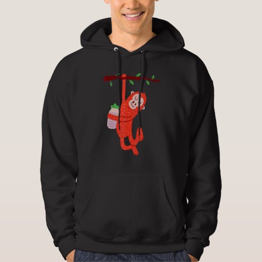 Orangutan Chimpansee Monkey Animal Banana Bottle B Hoodie (Voorkant)