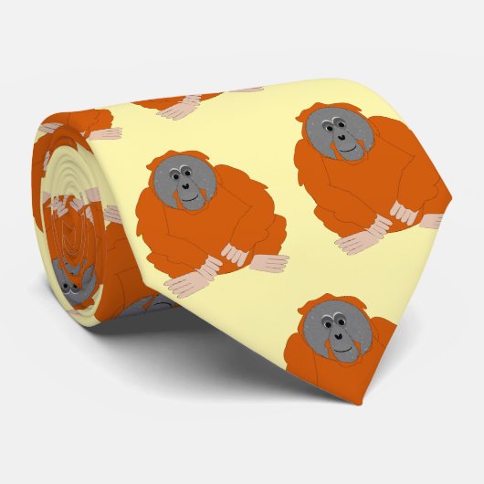 Orangutan Design Stropdas (Opgerold)