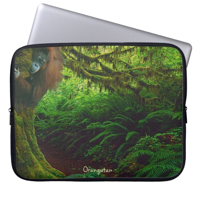 Orangutan en Oerwoud in Borneo Laptop Sleeve (Voorkant)