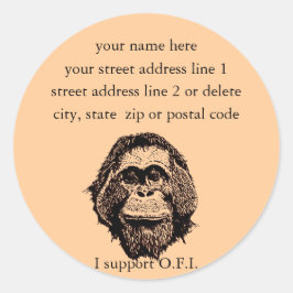 Orangutan Foundation Internationale adresetiketten Ronde Sticker