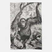  Orangutan Illustration - 1800's aap Theedoek (Verticaal)