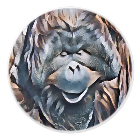 ORANGUTAN KERAMISCHE KNOP (Voorkant)