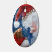 Orangutan Kerstmis met Kerstman Keramisch Ornament (Links)