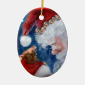 Orangutan Kerstmis met Kerstman Keramisch Ornament (Voorkant)