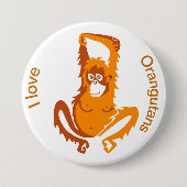 Orangutan - knop ronde button 7,6 cm (Voorkant)
