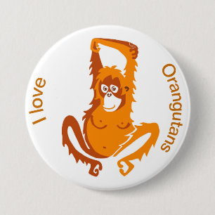 Orangutan - knop ronde button 7,6 cm