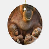 Orangutan Moeder die twee baby's houdt Keramisch Ornament (Links)