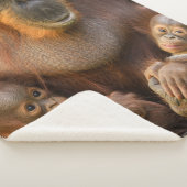Orangutan Moeder die twee baby's houdt Sherpa Deken (3/4)