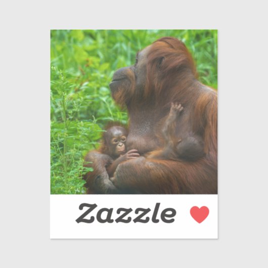 Orangutan Moeder en Babies Sticker (Vel)