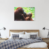 Orangutan Moeder met Baby Canvas Afdruk (Insitu (Slaapkamer))