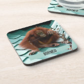 Orangutan op het dak van Sepilok op Borneo Foto Bier Onderzetter (Linkerzijde)