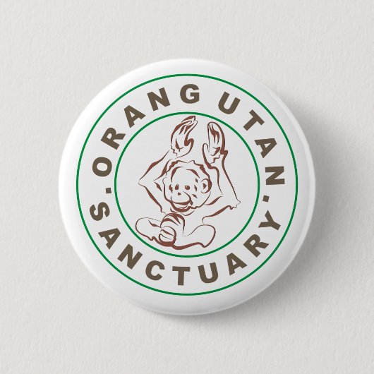 Orangutan Sanctuary Badge Ronde Button 5,7 Cm (Voorkant)