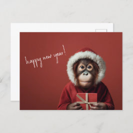 Orangutan Santa Gelukkig Nieuwjaar Briefkaart