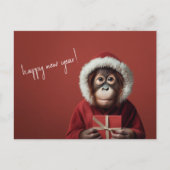 Orangutan Santa Gelukkig Nieuwjaar Briefkaart (Voorkant)