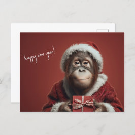 Orangutan Santa Gelukkig Nieuwjaar Briefkaart