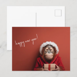 Orangutan Santa Gelukkig Nieuwjaar Briefkaart