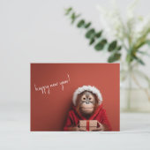 Orangutan Santa Gelukkig Nieuwjaar Briefkaart (Staand voorkant)