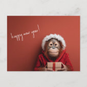 Orangutan Santa Gelukkig Nieuwjaar Briefkaart (Voorkant)