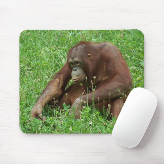 Orangutan Sitting Portrait Mousepad Muismat (Met muis)